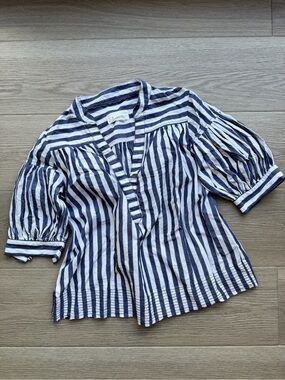 Anthropologie Blue Stripped Top